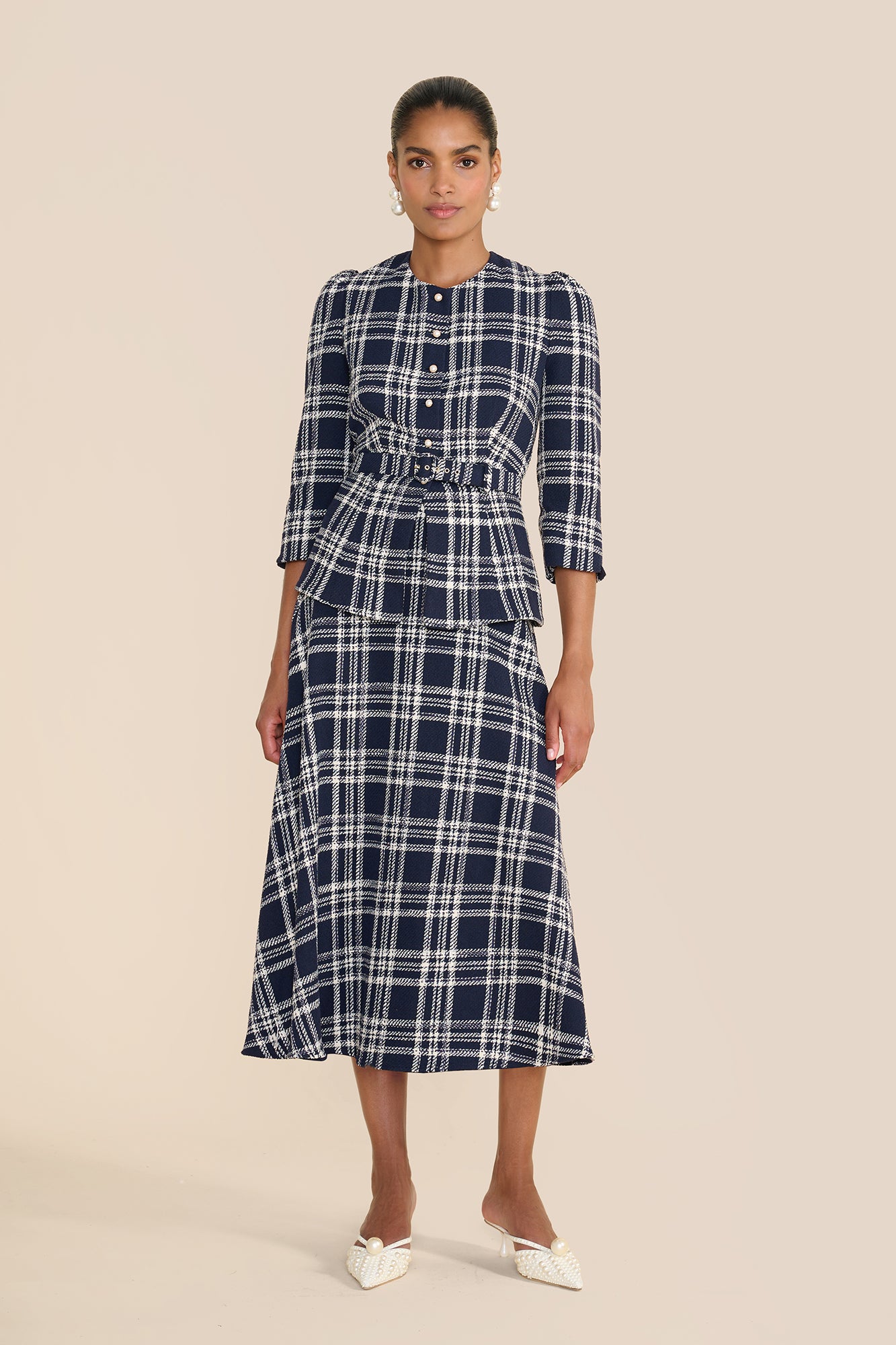 Bethany Navy & White Check Blouse