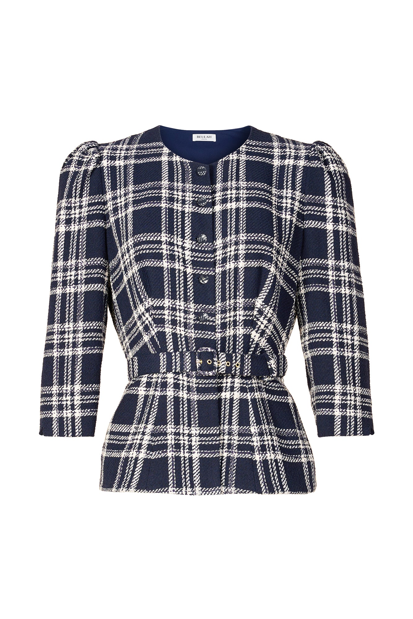 Bethany Navy & White Check Blouse