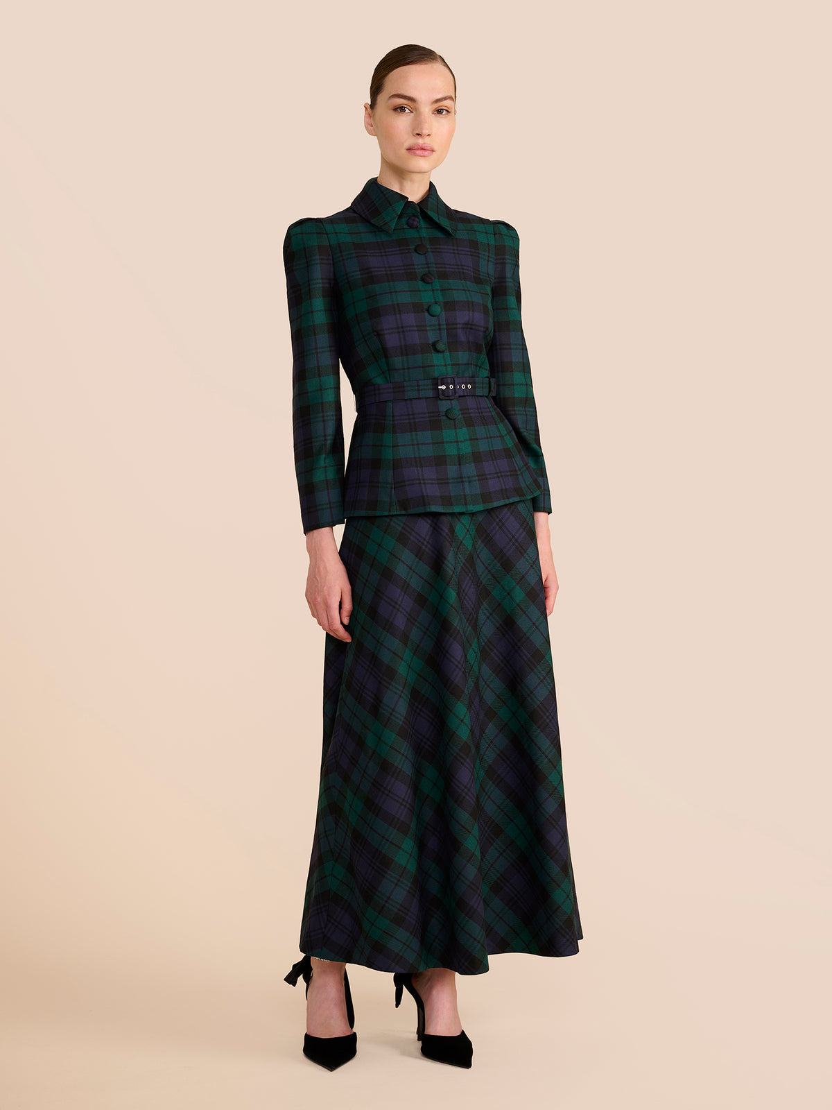 Bethany Evergreen Tartan Long Sleeve Top