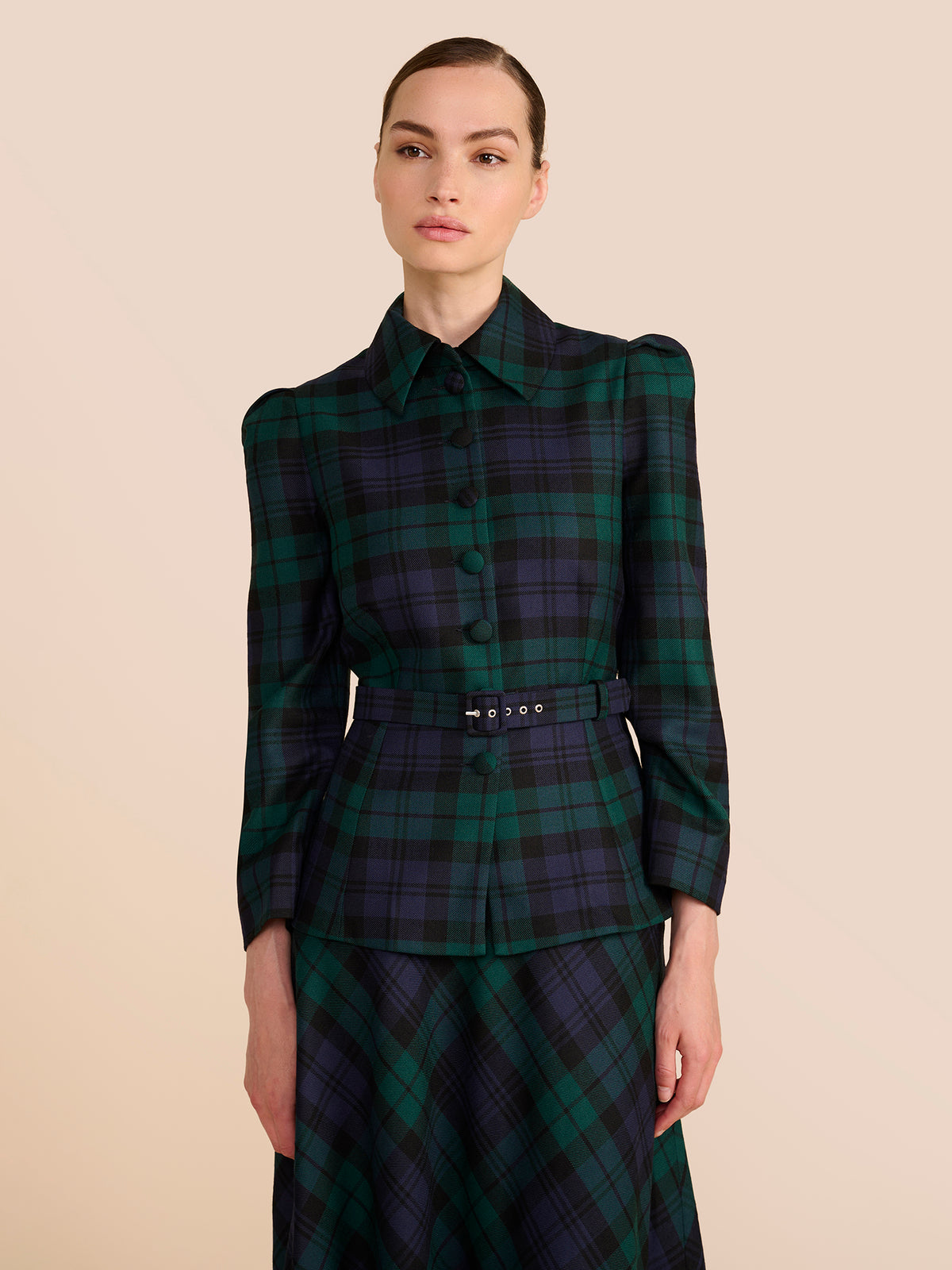 Bethany Evergreen Tartan Long Sleeve Top