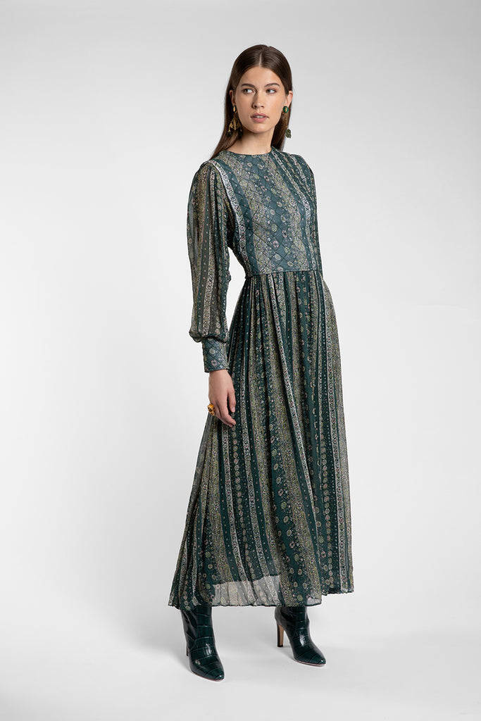 Bryony Olive Silk Dress