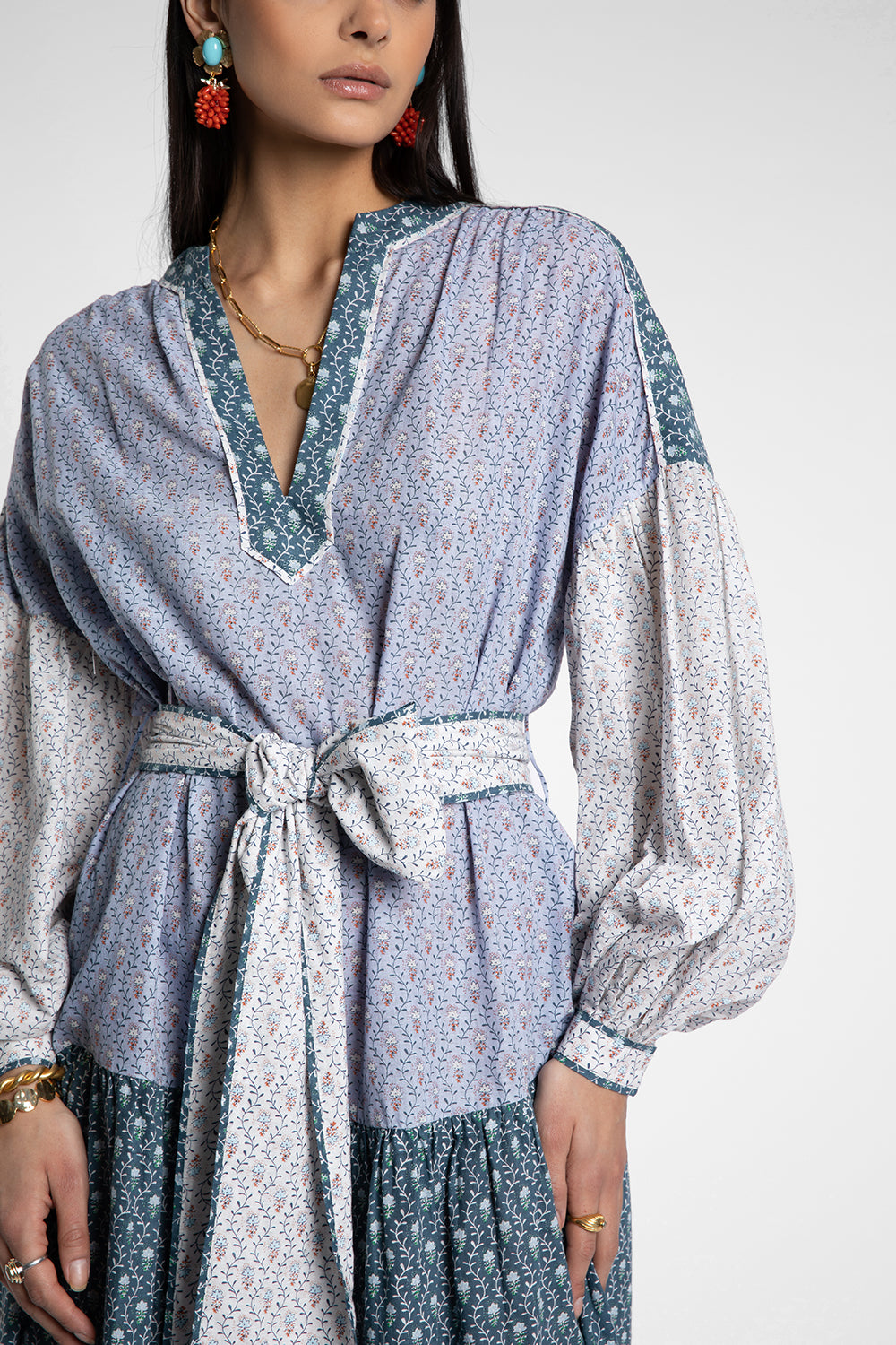 Larissa Blue Woodblock Dress
