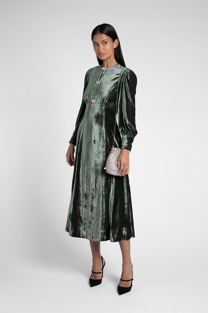 Posey Moss Green Velvet Dress