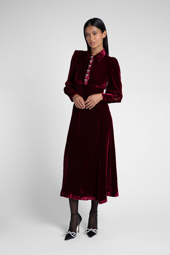 Calla Burgundy Velvet Dress