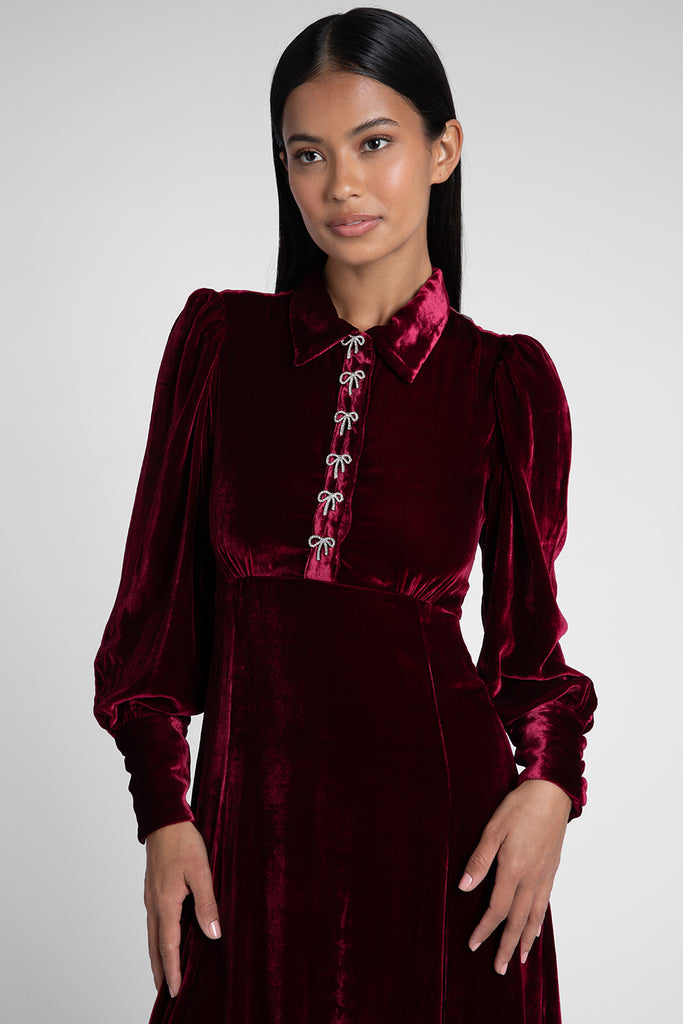 Calla Burgundy Velvet Dress