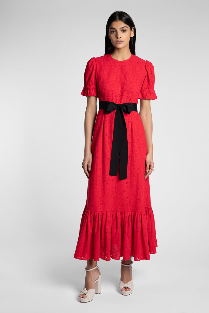 Dorothy Red Broderie Dress