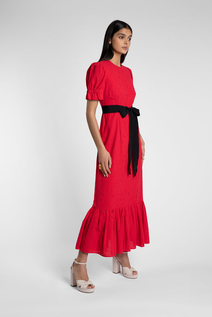 Dorothy Red Broderie Dress