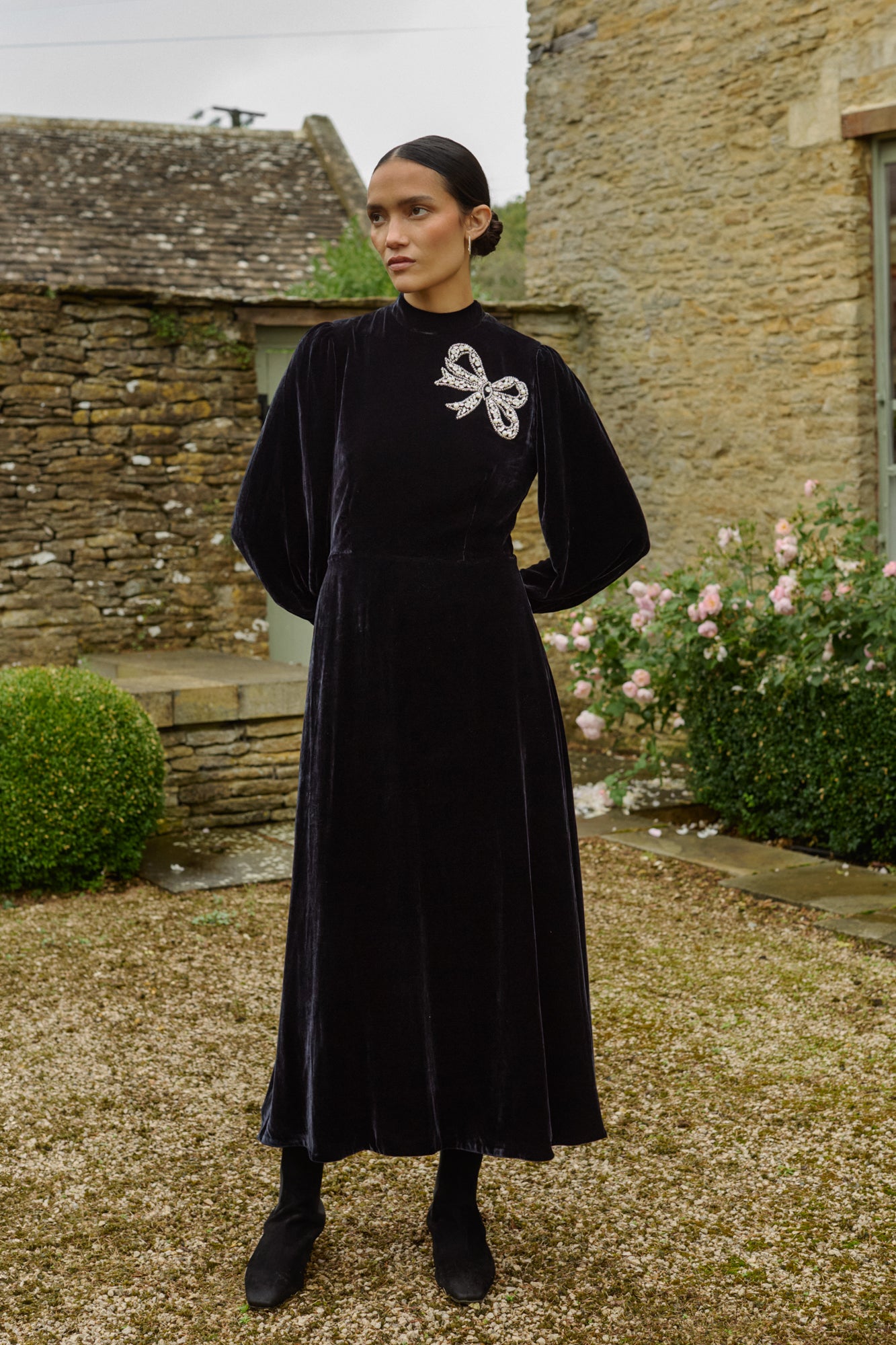 Sonia Embellished Black Dress
