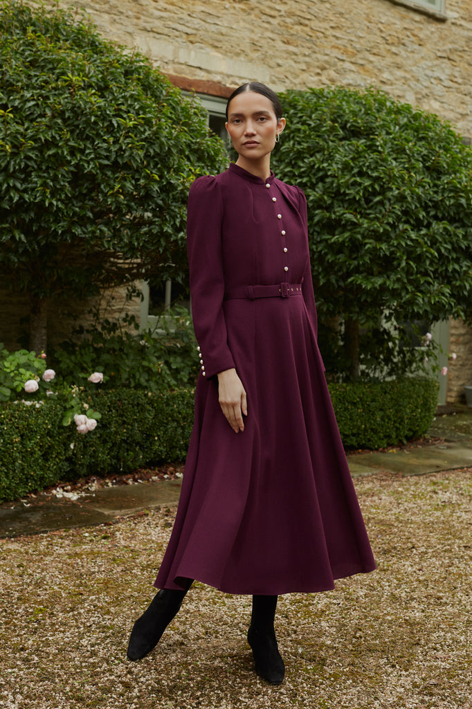 Ahana Plum Long Sleeve Dress Beulah London