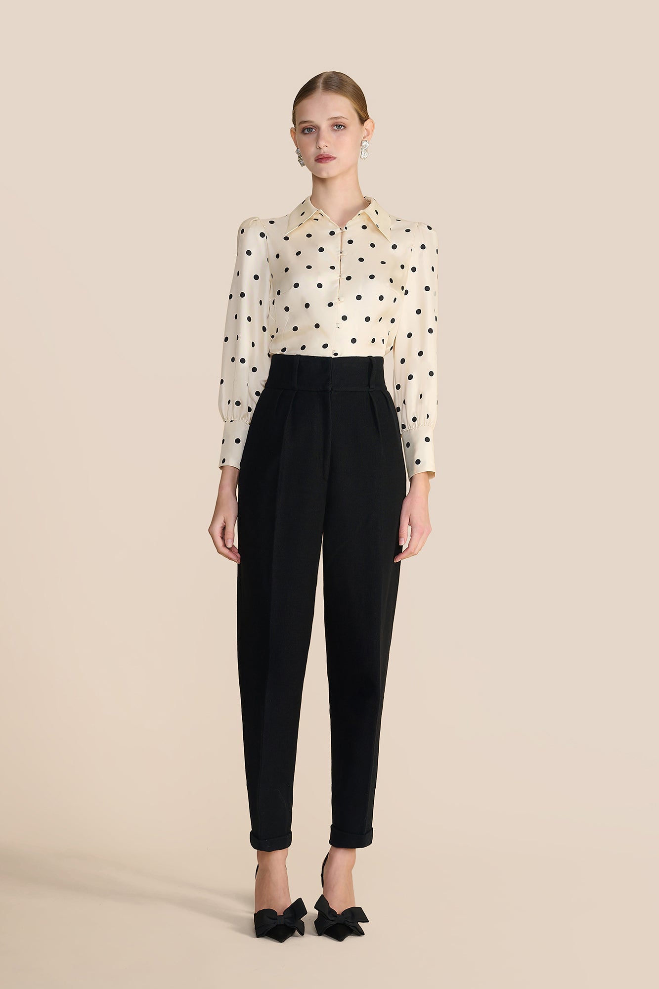 Cecily Cream Polka Spot Blouse