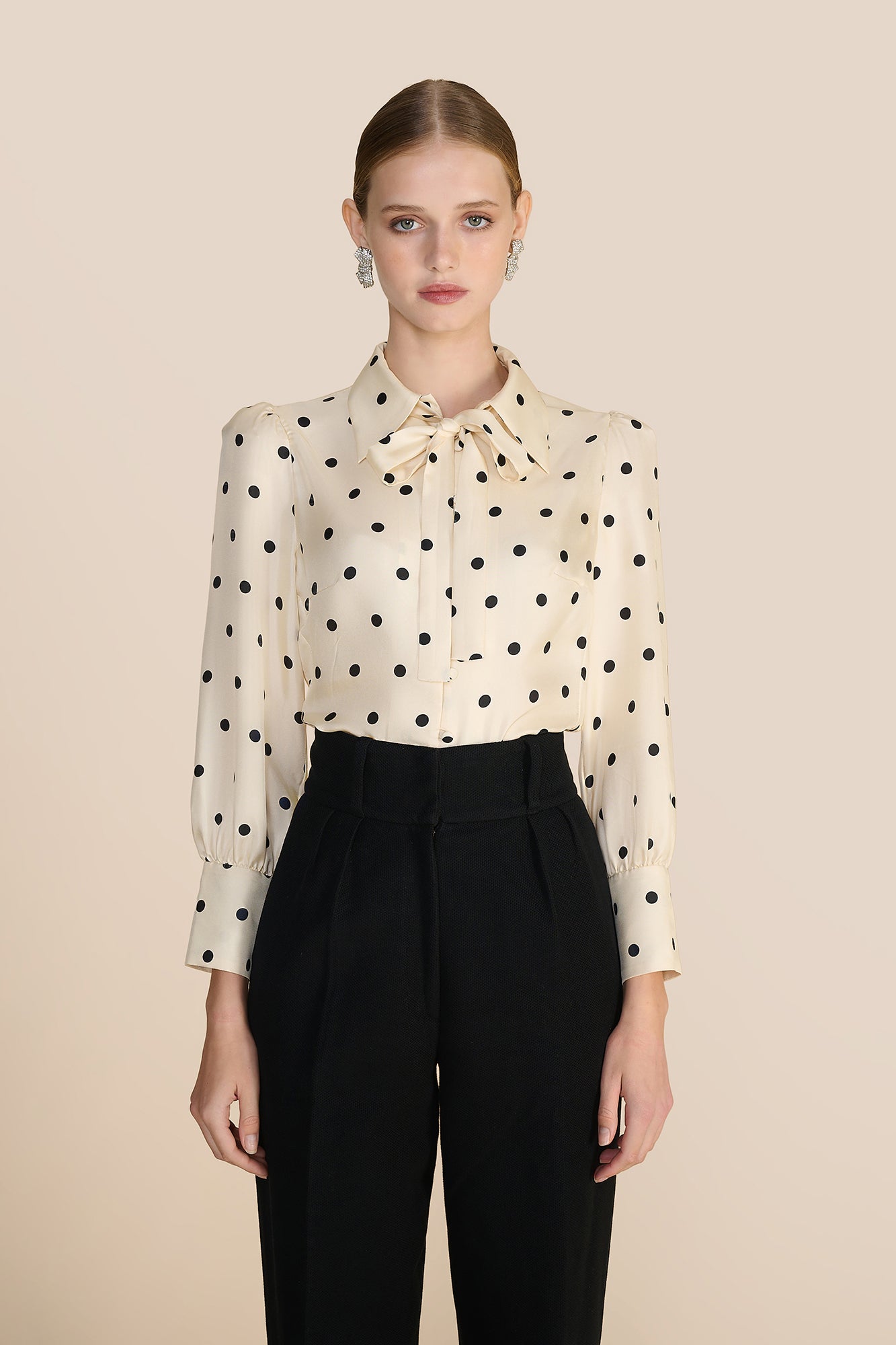 Cecily Cream Polka Spot Blouse
