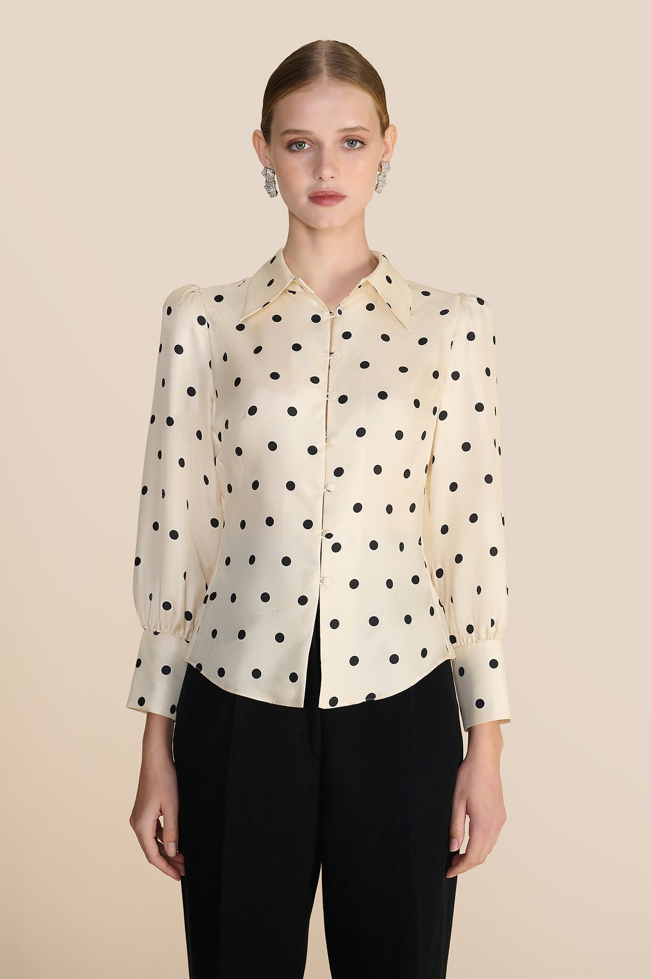 Cecily Cream Polka Spot Blouse