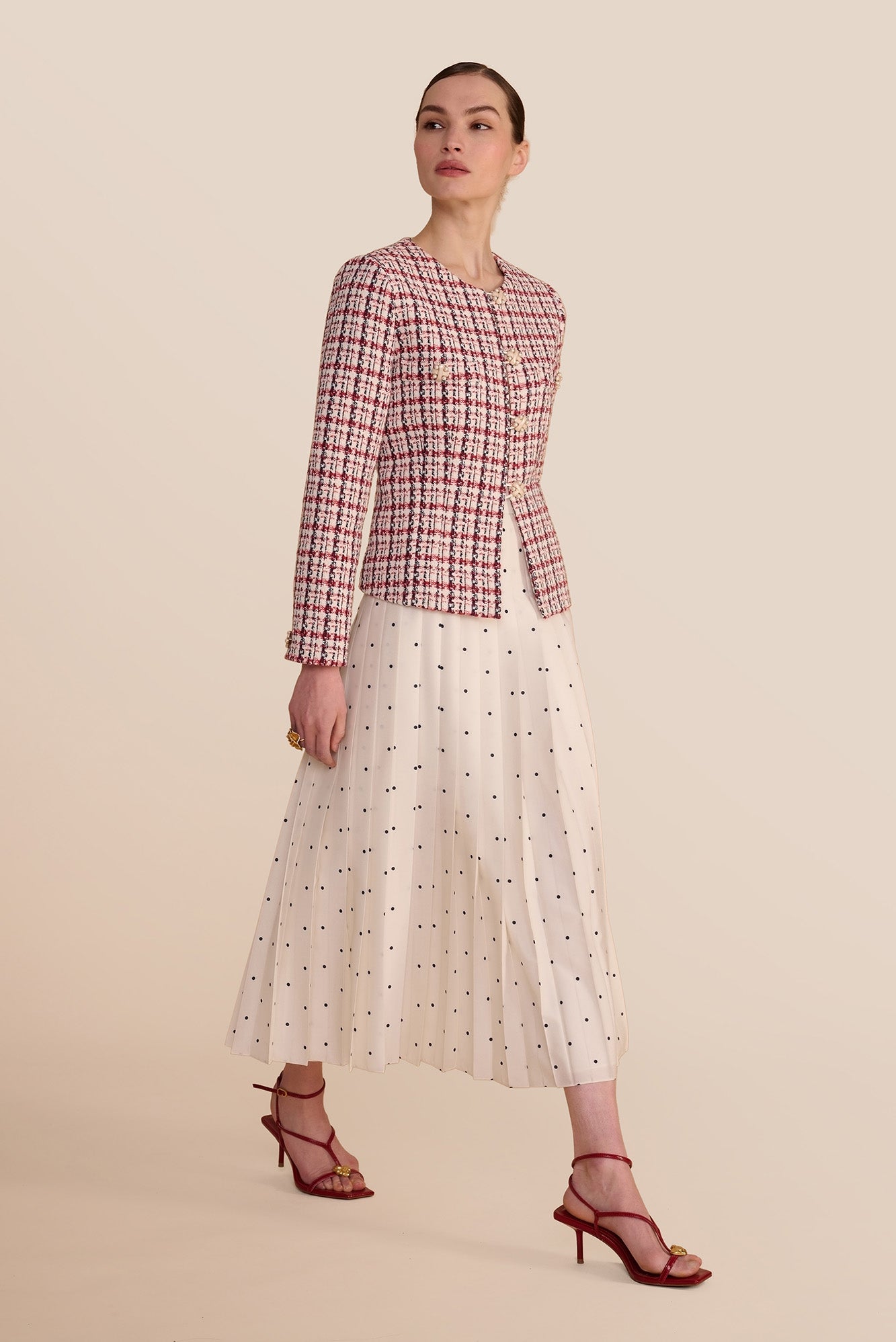 Fern Polka Dot Pleated Skirt