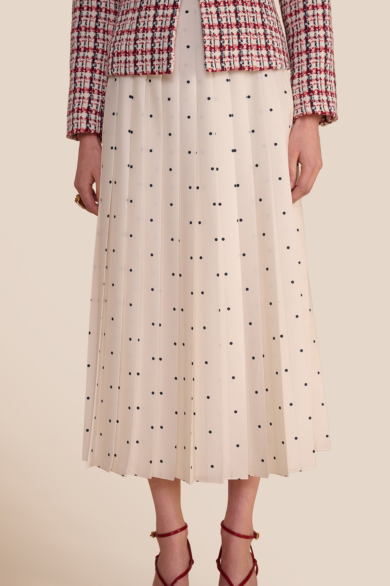 Fern Polka Dot Pleated Skirt
