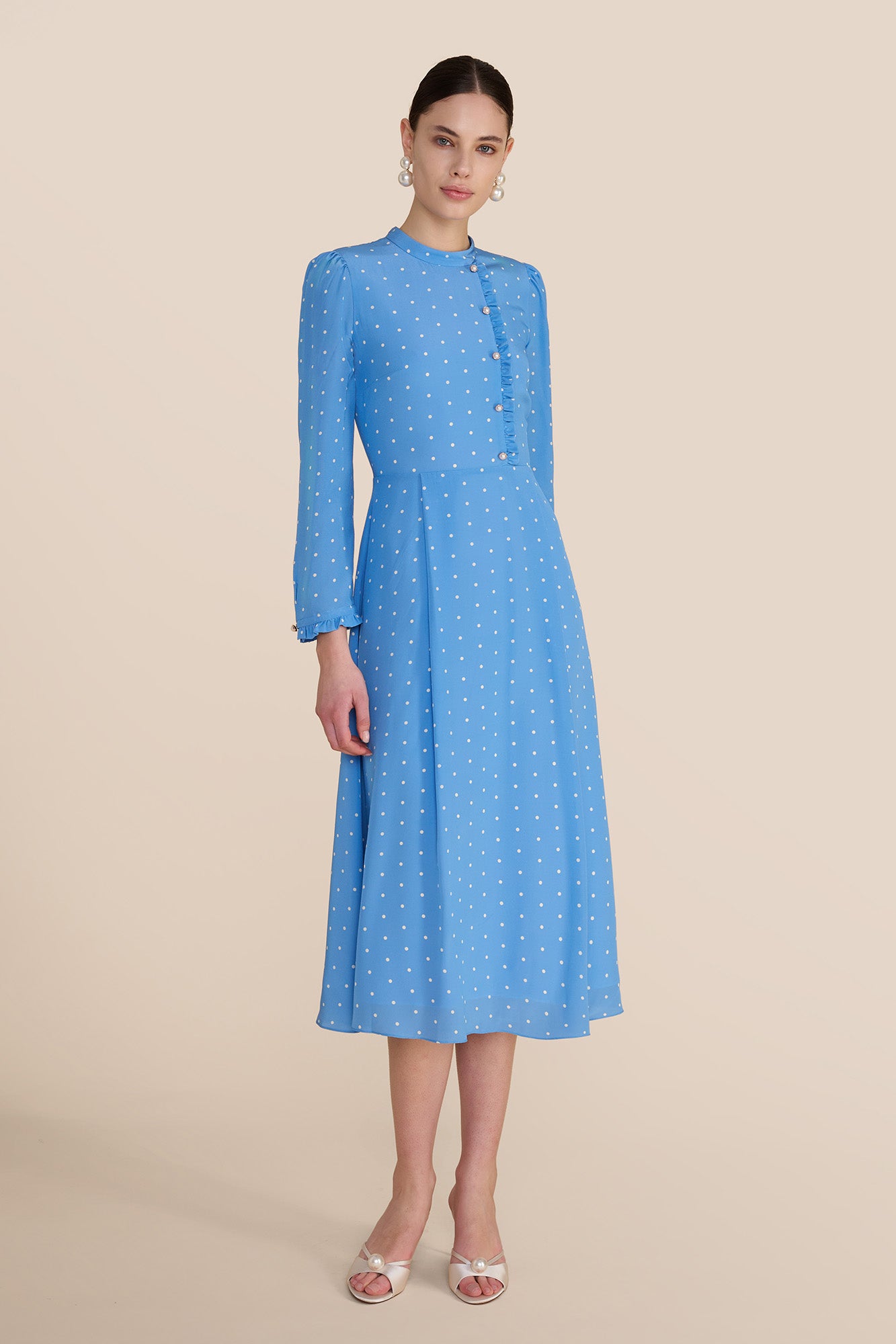 Christina Cornflower Polka Dot Dress
