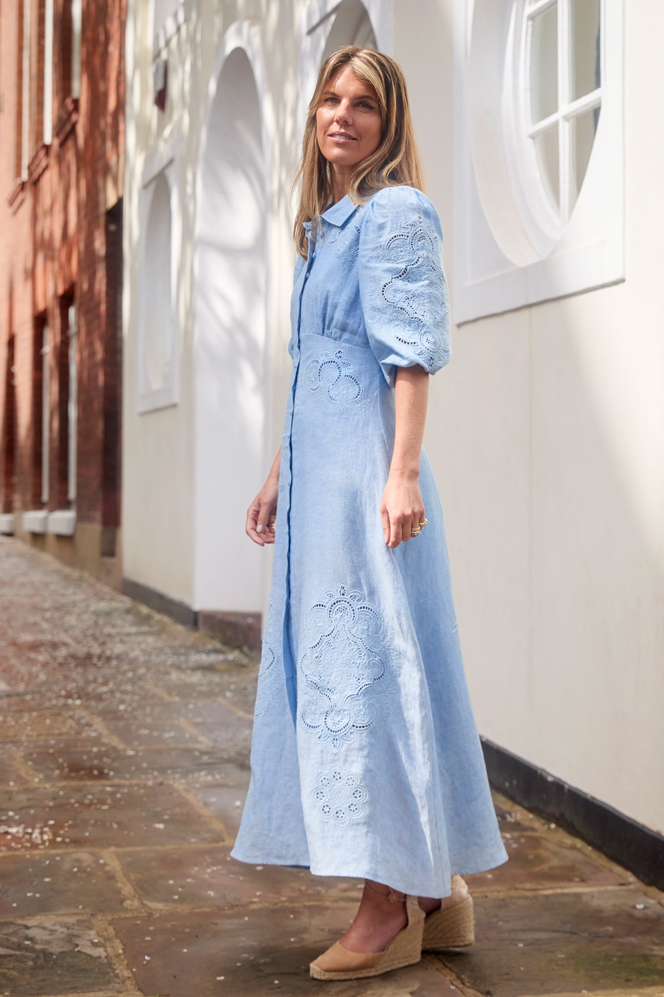 Calla Sky Blue Cutwork Dress