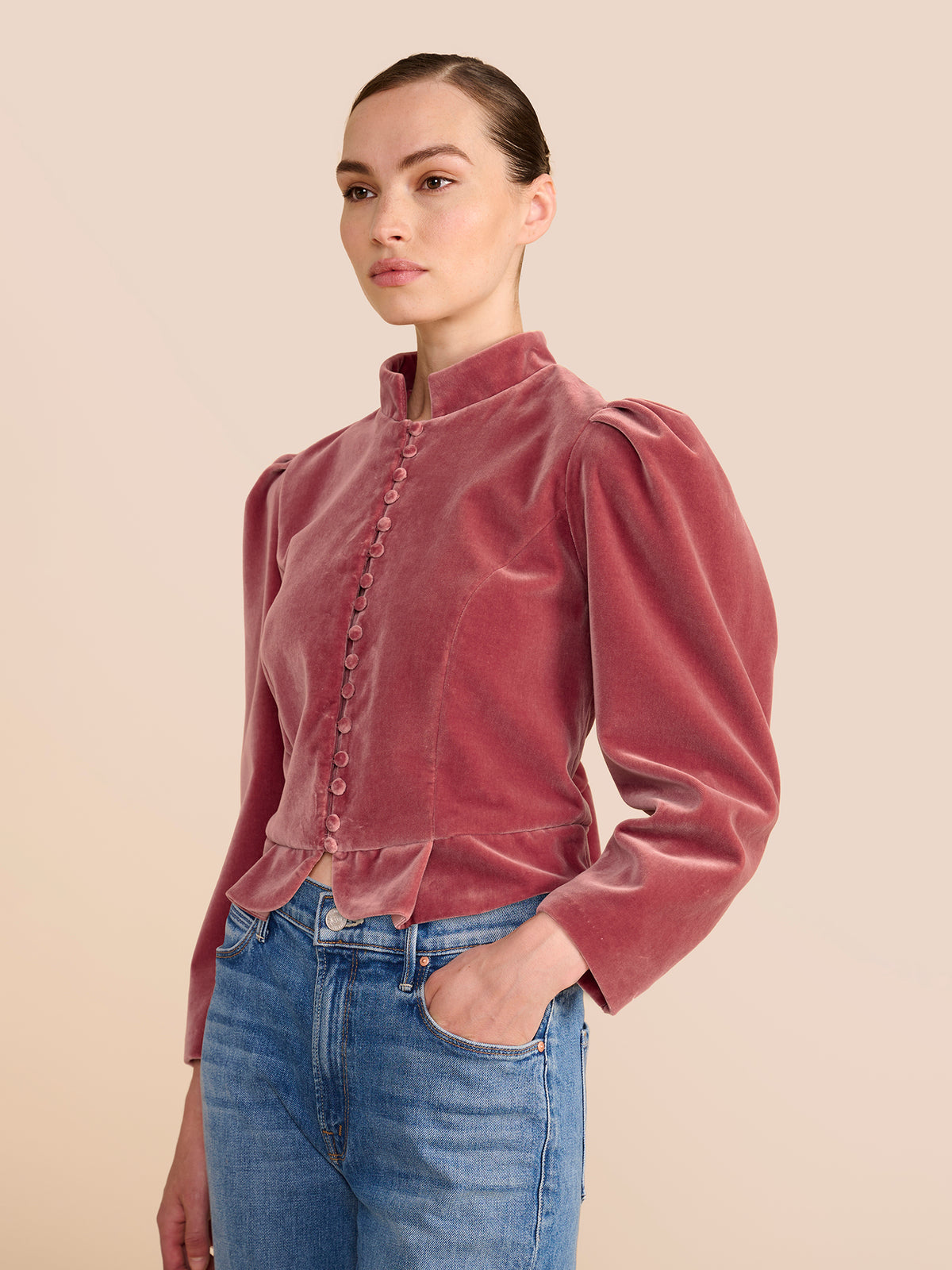 Carmen Pink Velvet Jacket