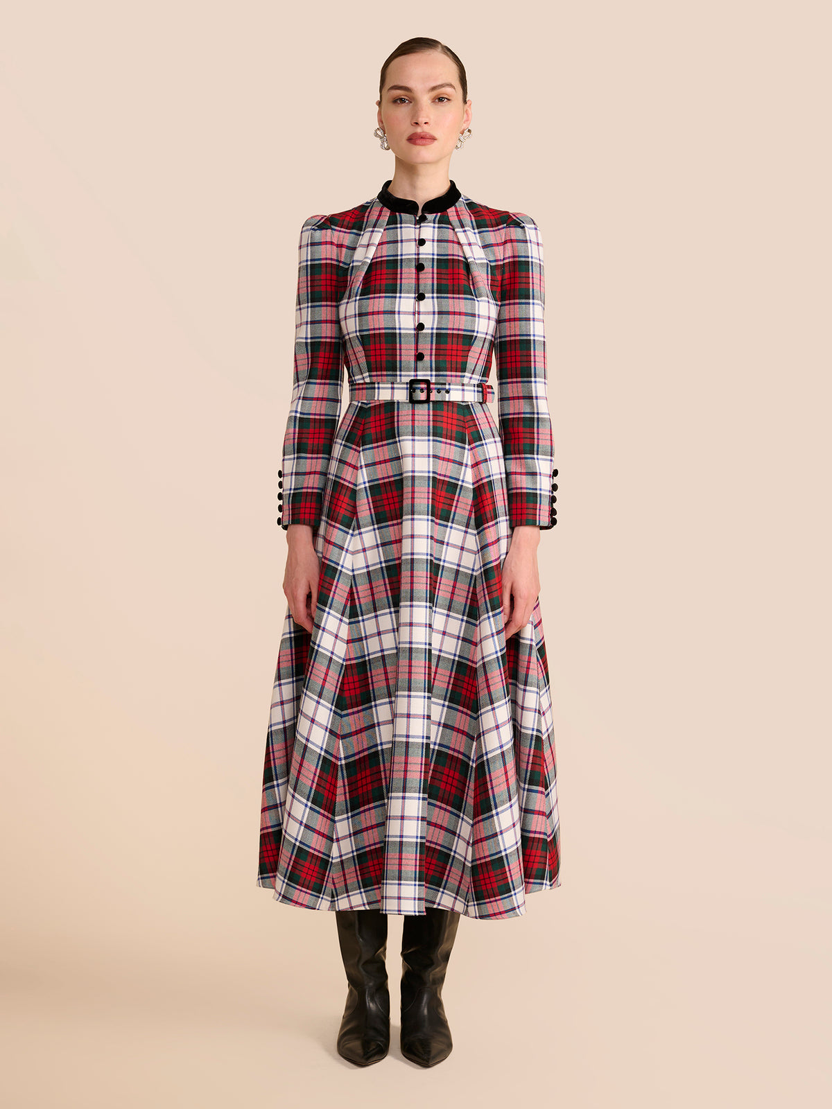 Ahana Red Tartan Dress