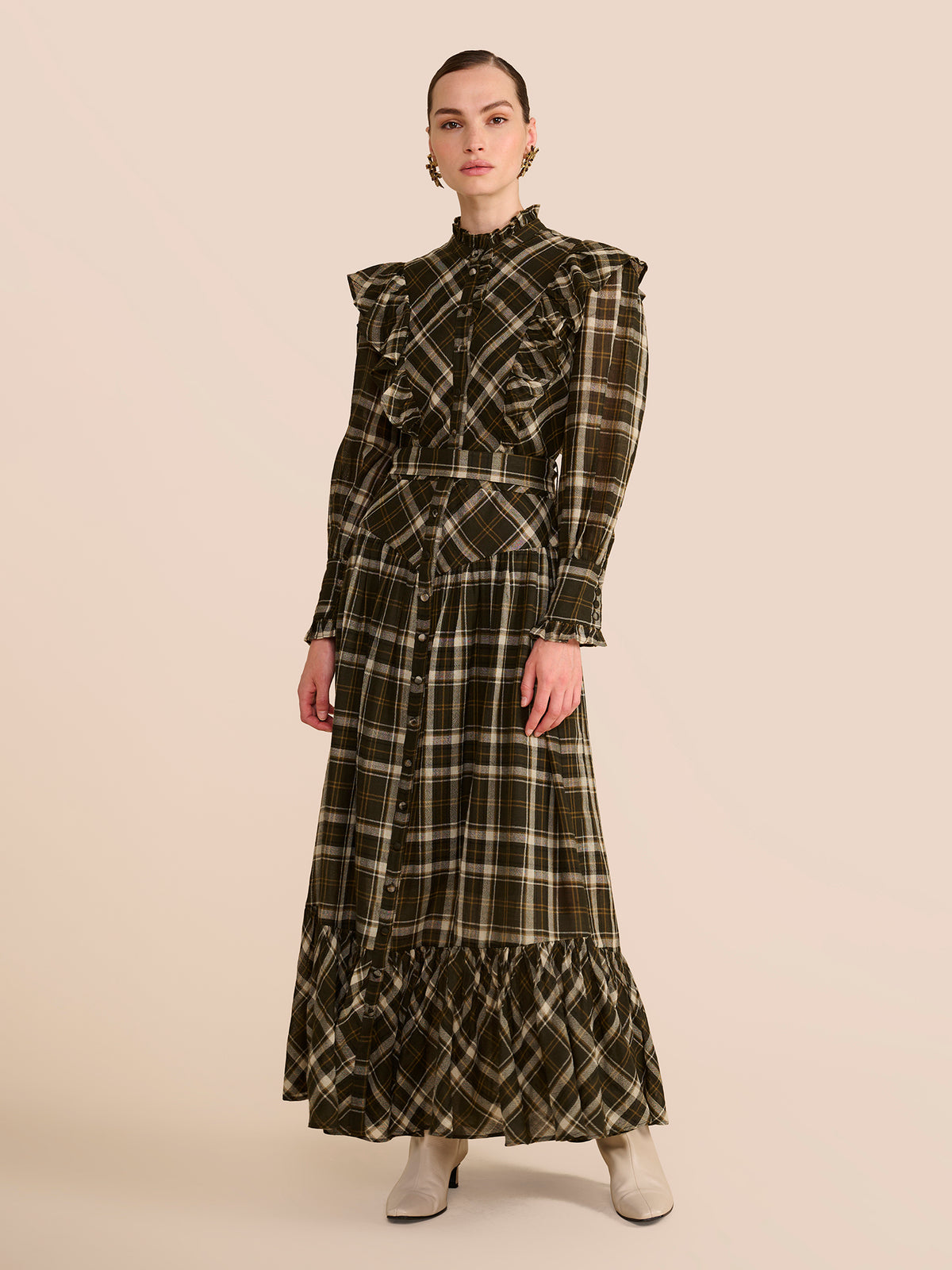 Diane Green Check Dress