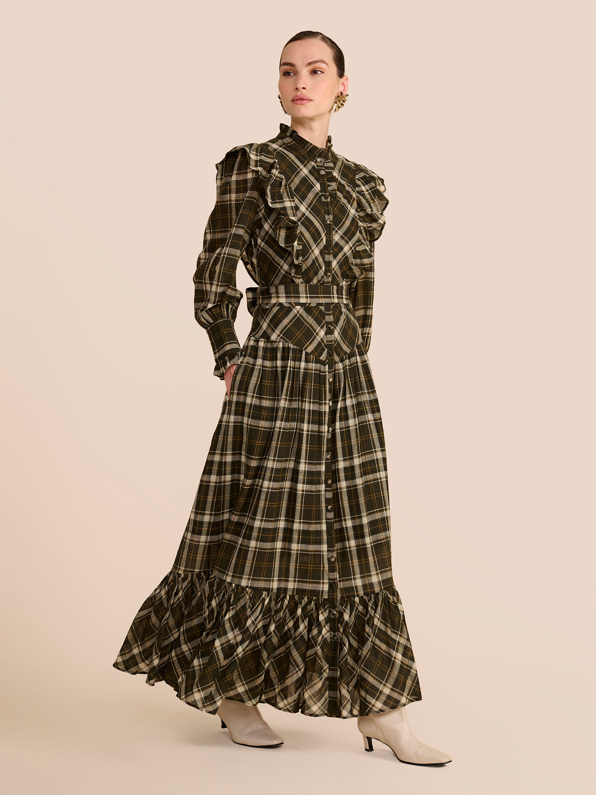 Diane Green Check Dress