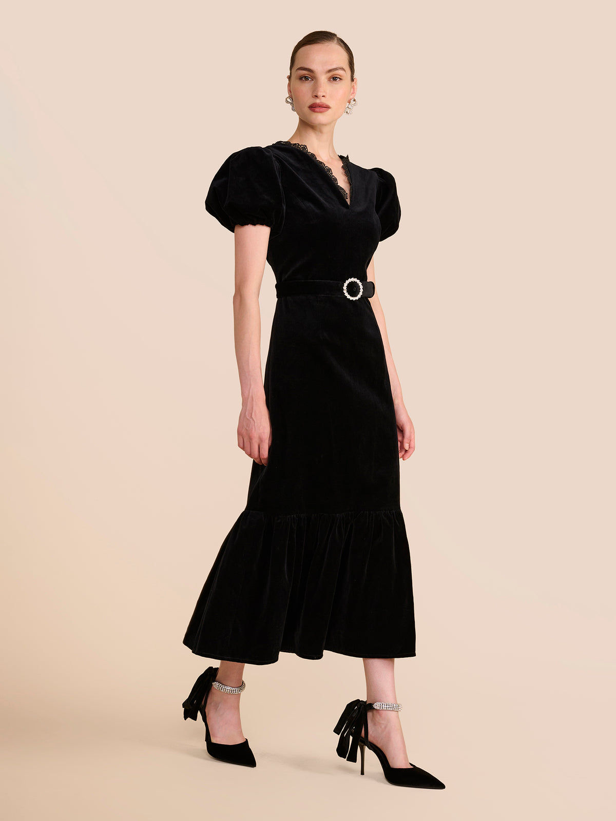 Elsie Black Velvet Dress