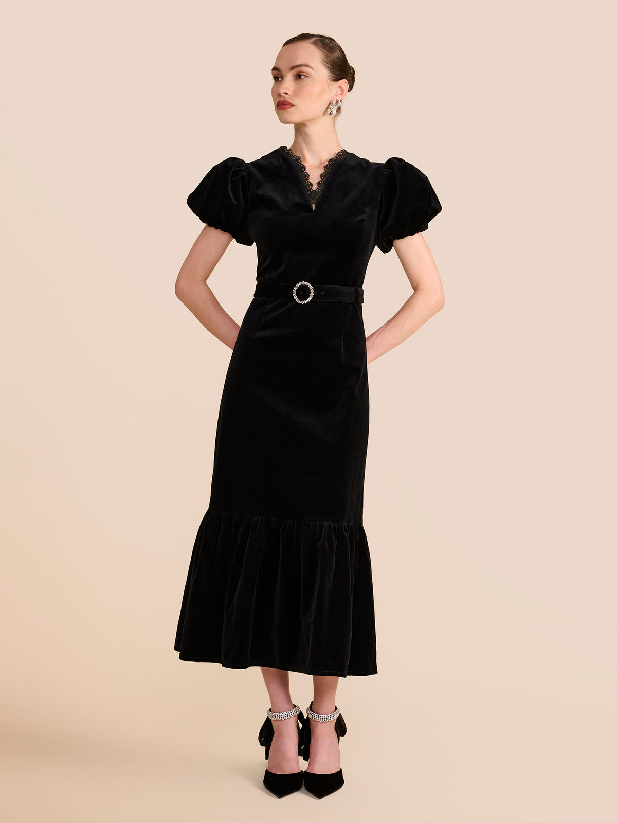 Elsie Black Velvet Dress