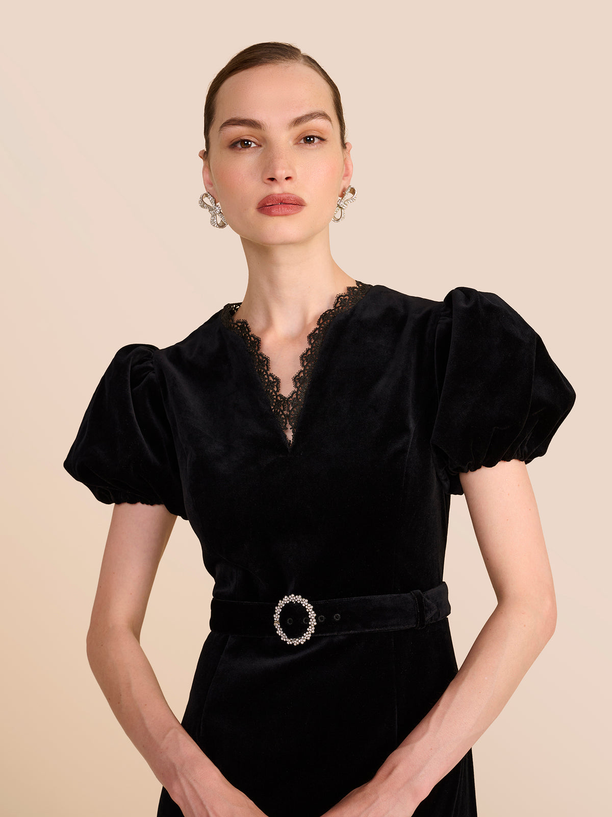 Elsie Black Velvet Dress