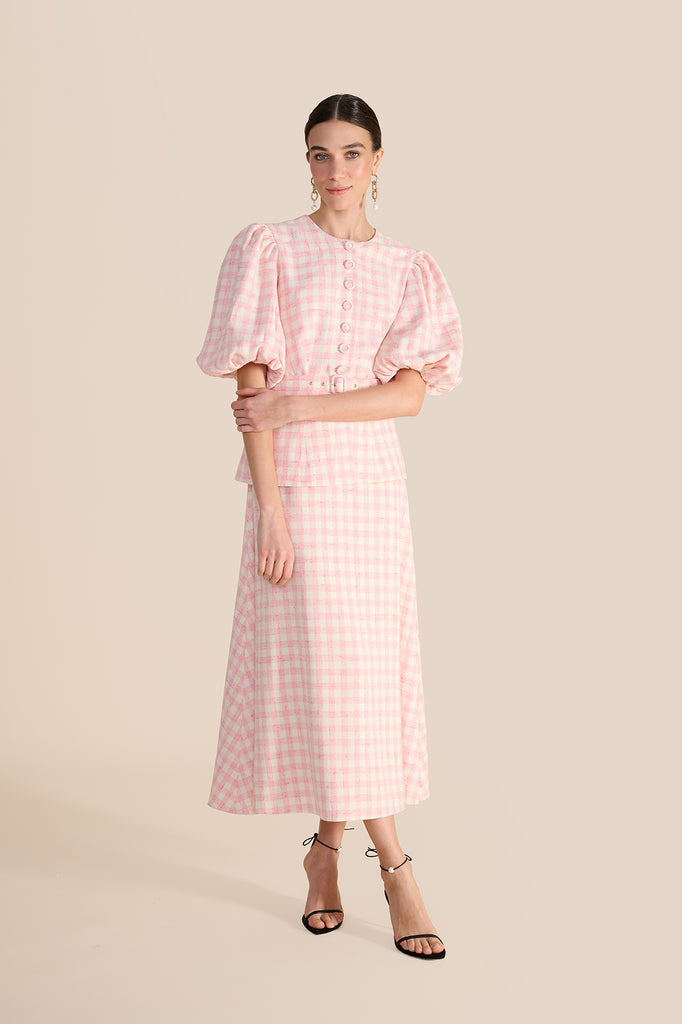 Arabella Pink & White Tweed Skirt
