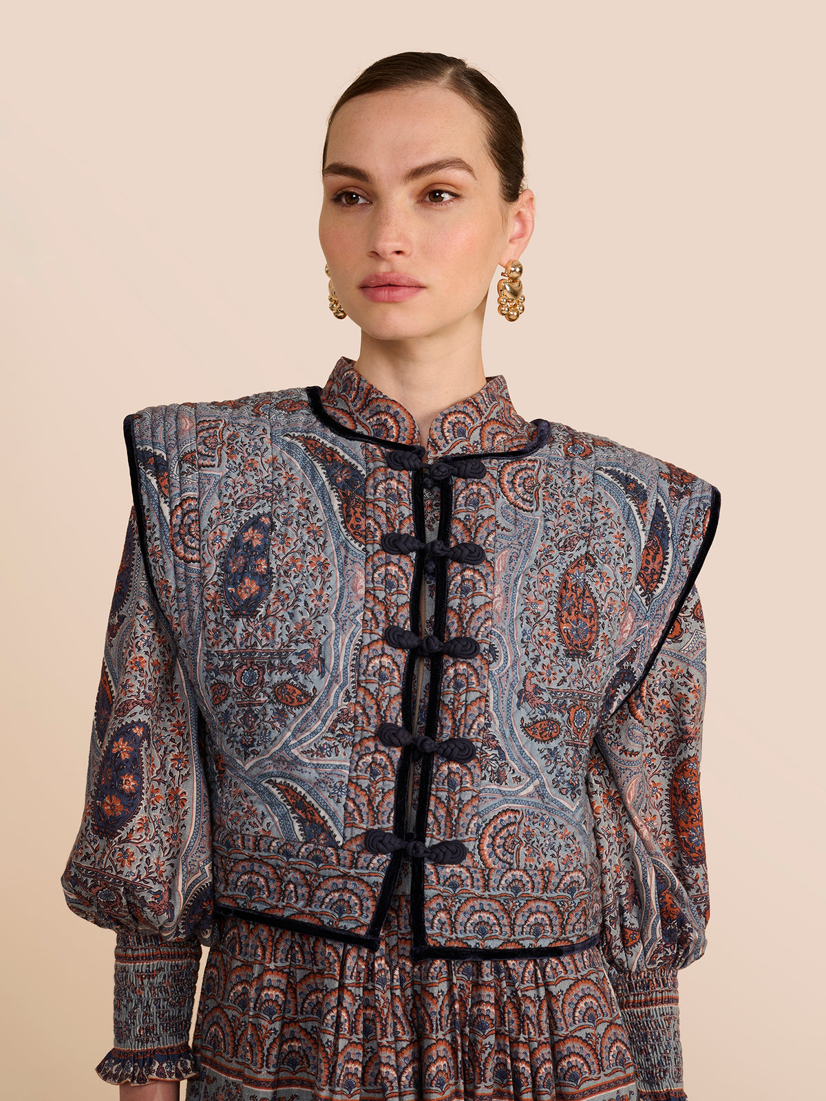 Gaia Blue Paisley Gilet