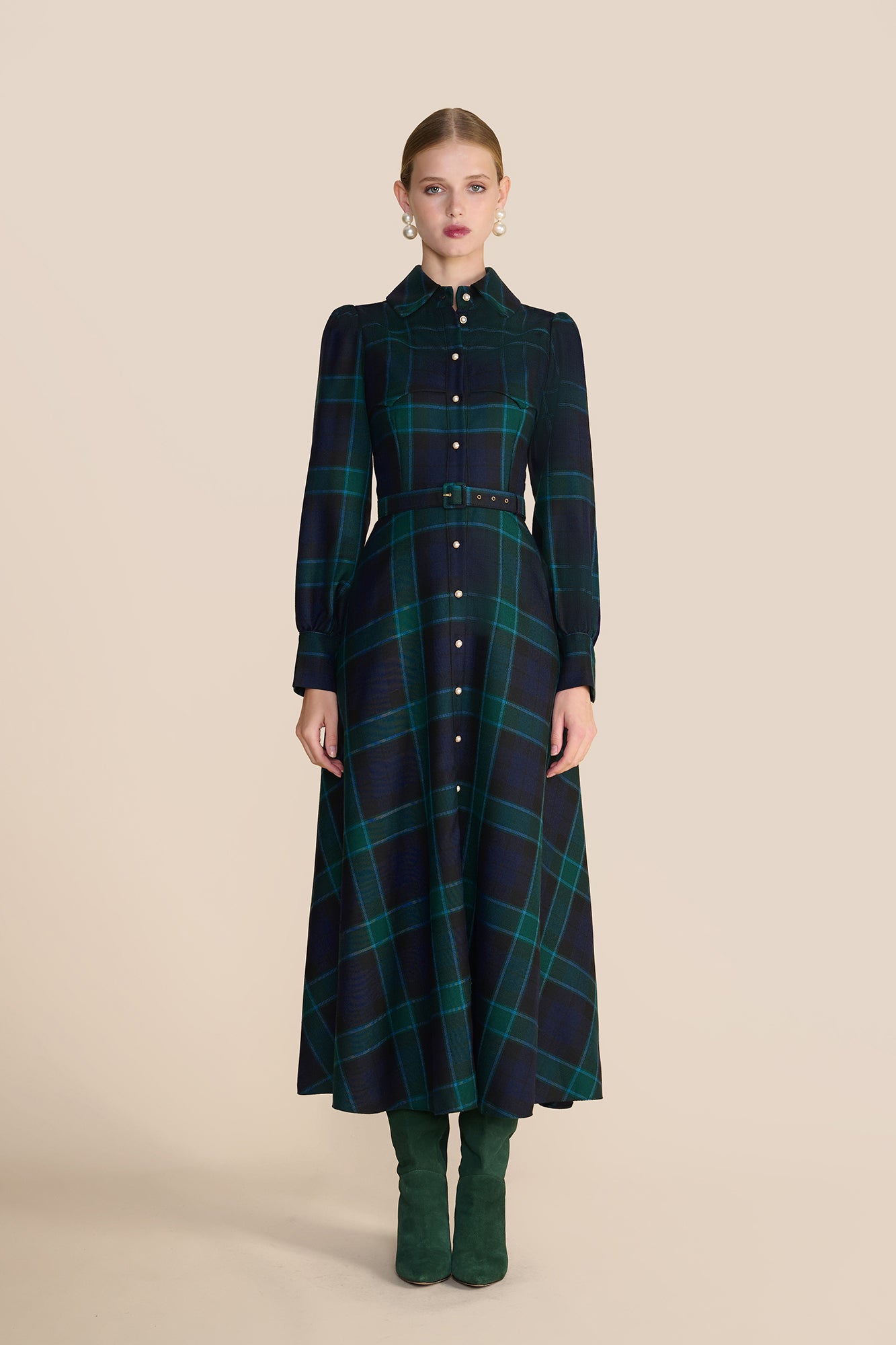 Isadora Evergreen Tartan Dress