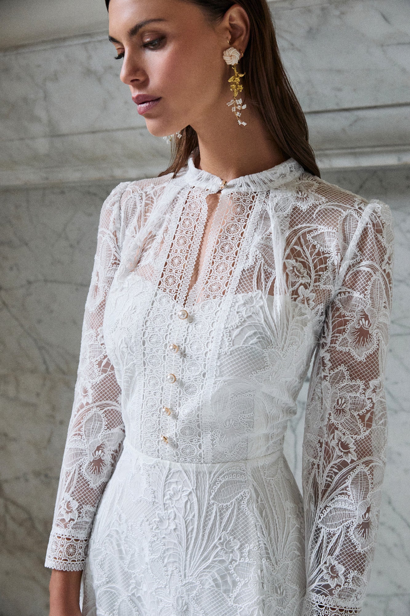 Ahana Cream Lace Dress