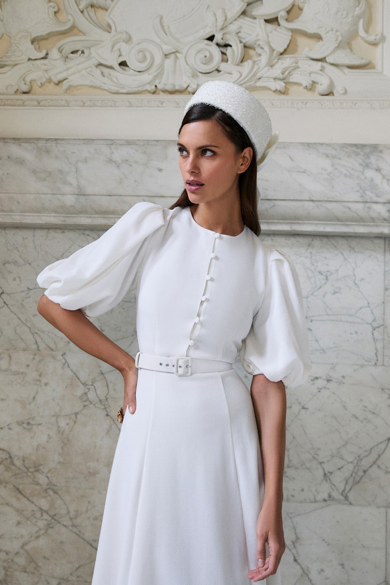 Rani Ivory Crepe Dress