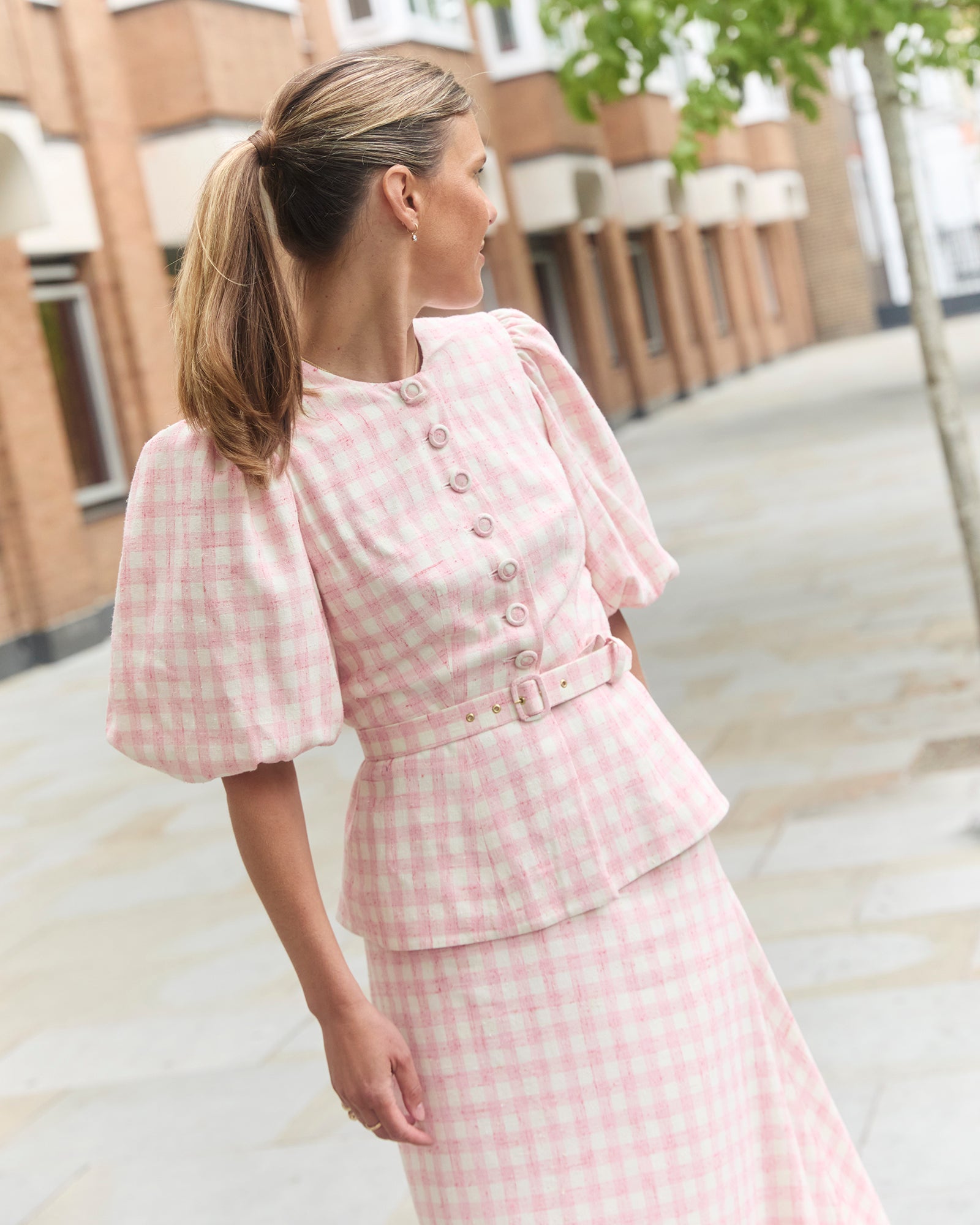 Gabriella Pink & White Tweed Blouse