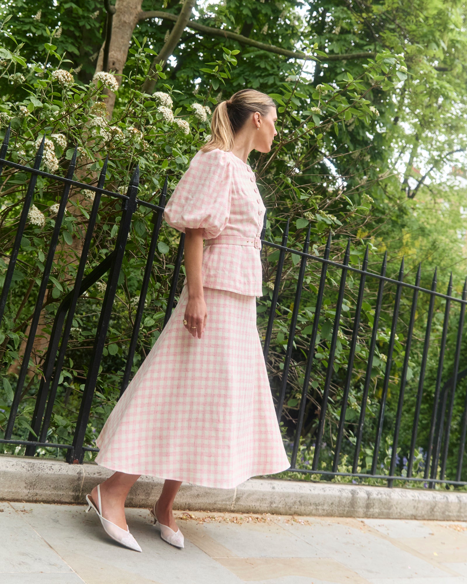 Arabella Pink & White Tweed Skirt