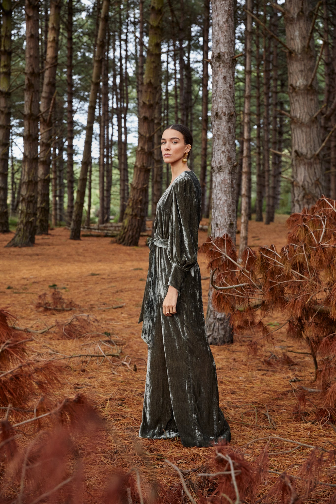 Maisie Moss Velvet Jumpsuit