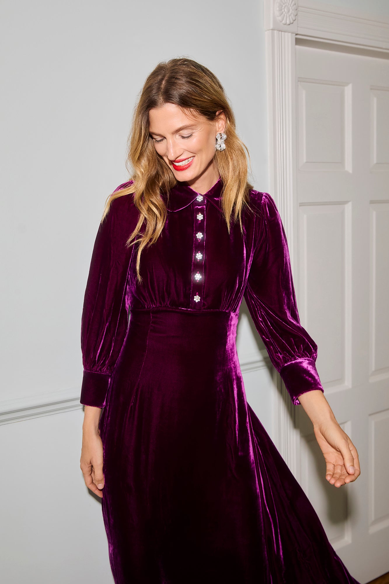 Calla Berry Velvet Dress