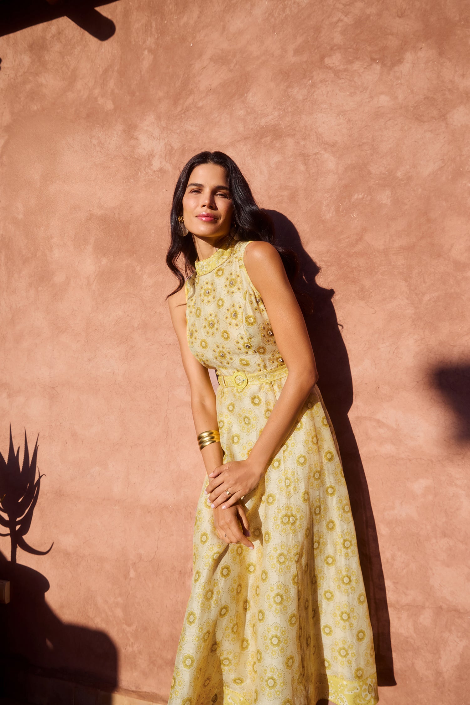 Ophelia Lemon Floral Bandana Dress