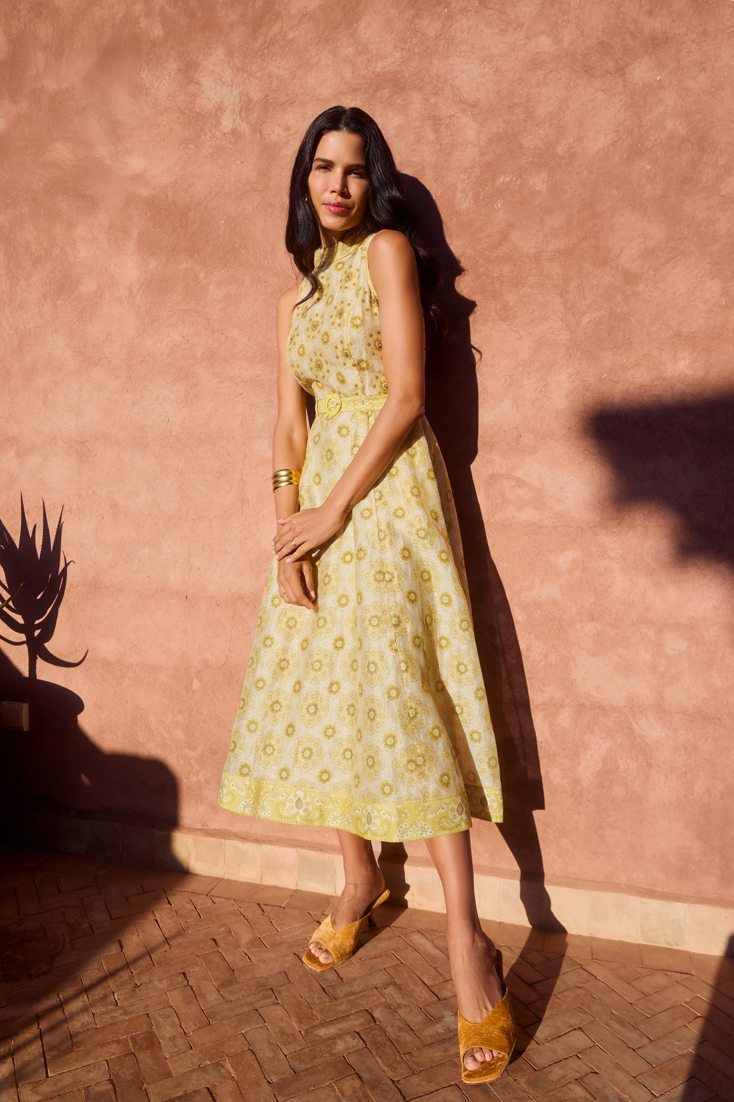 Ophelia Lemon Floral Bandana Dress