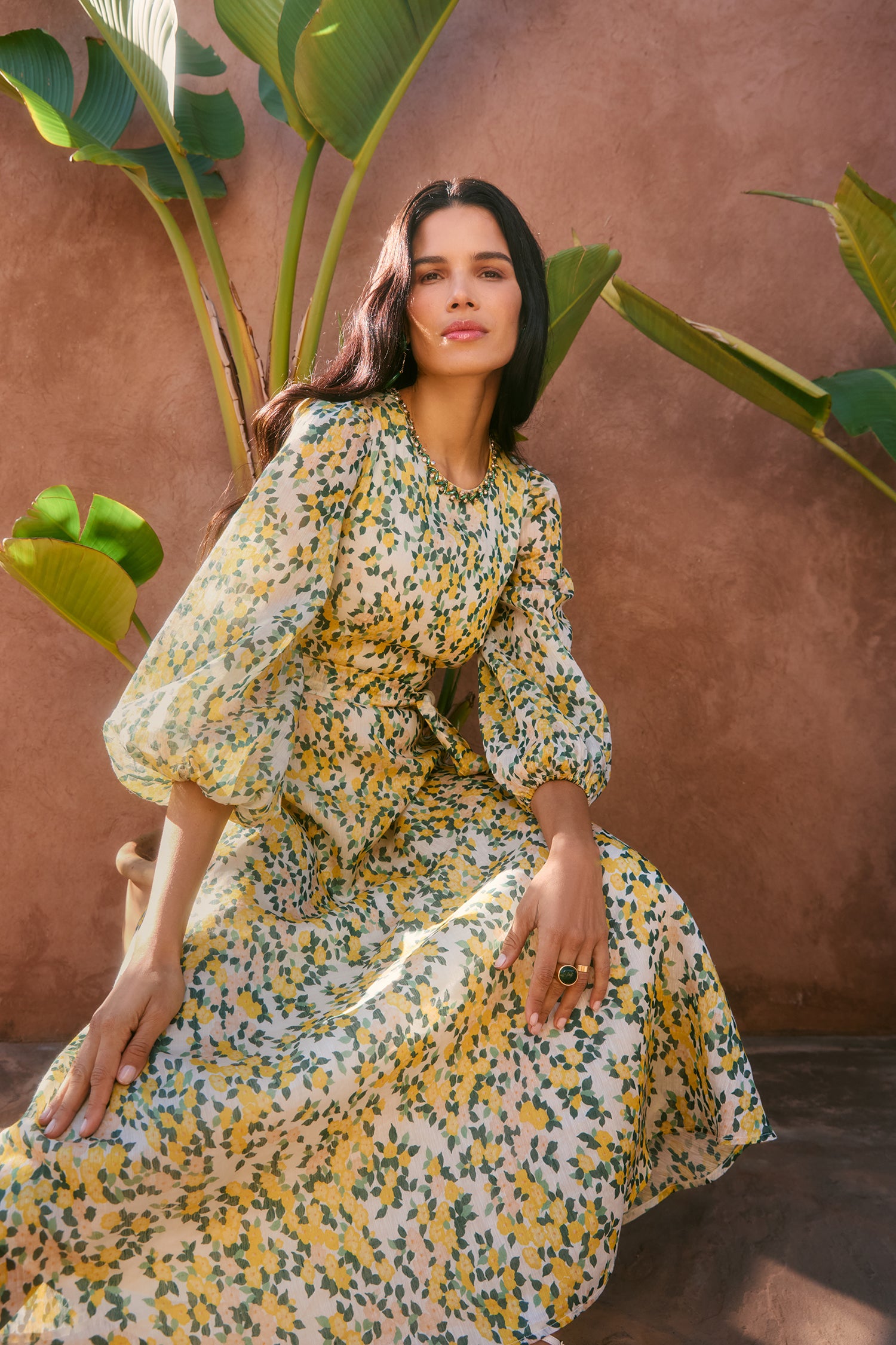 Mikela Lemon Floral Dress