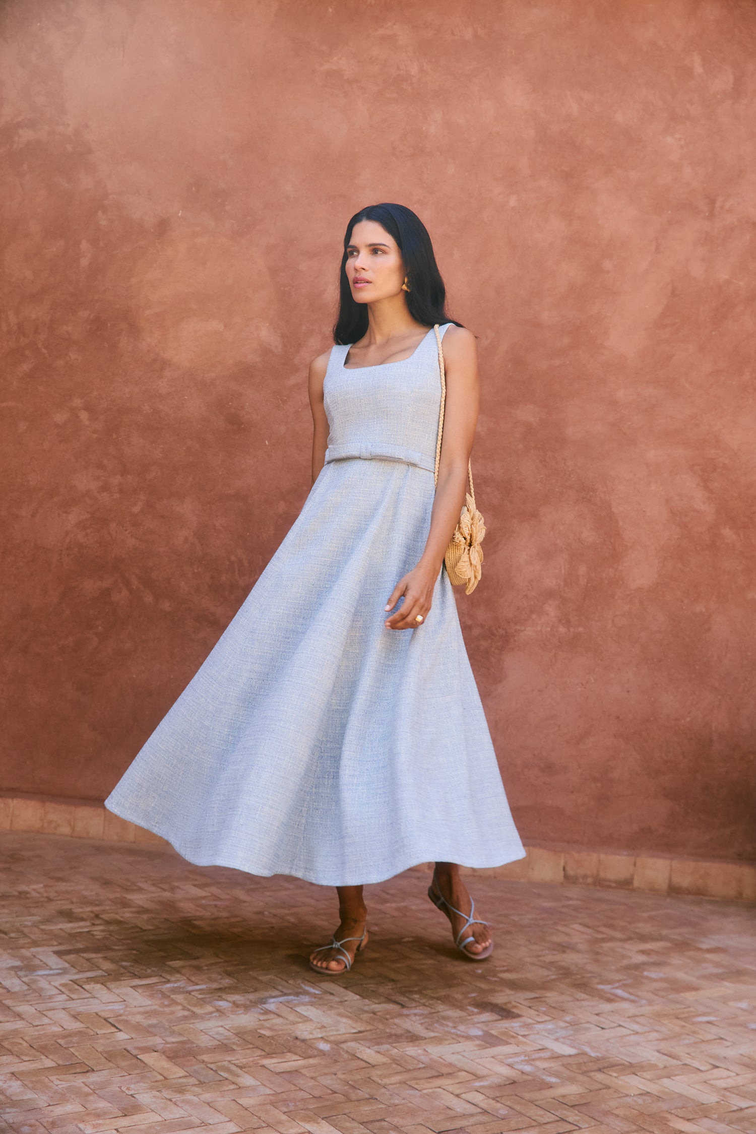 Juliet Pale Blue Boucle Dress