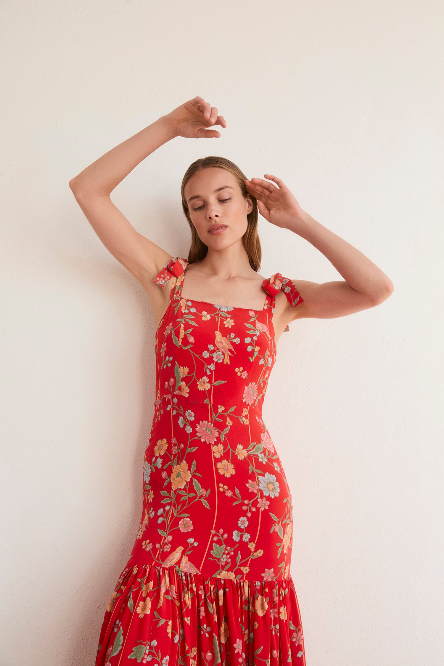 Thea Bamboo & Birds Red Dress