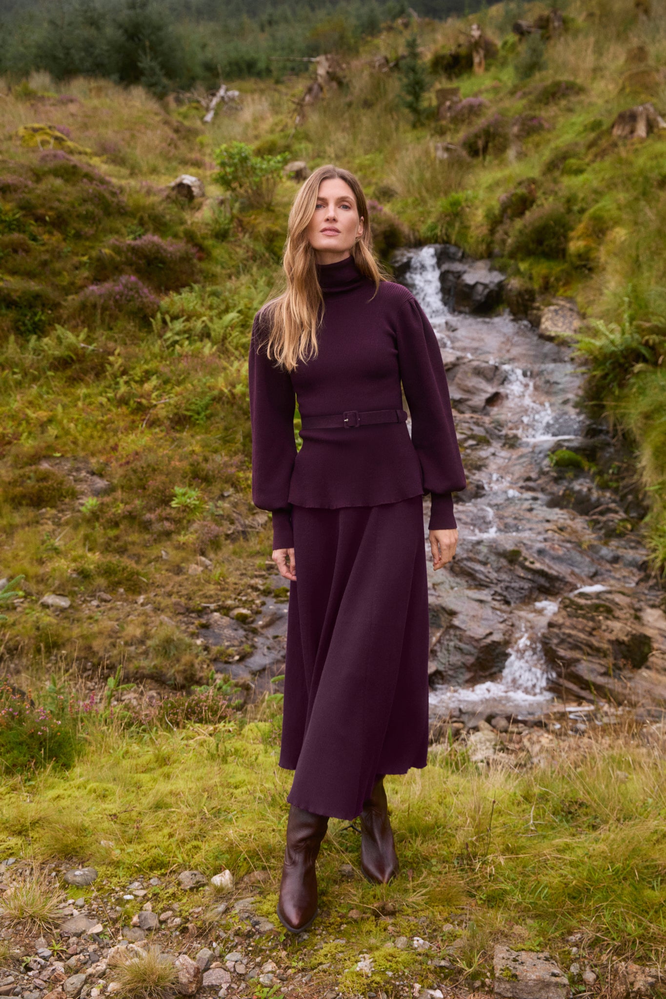 Eliza Knit Skirt Plum