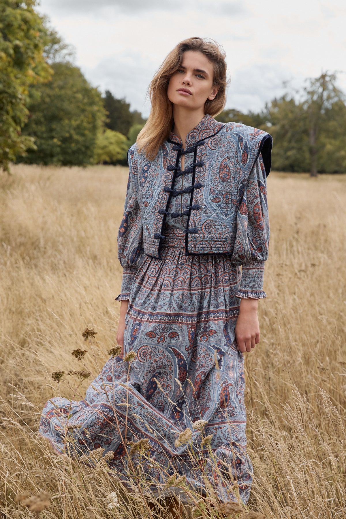 Gaia Blue Paisley Gilet