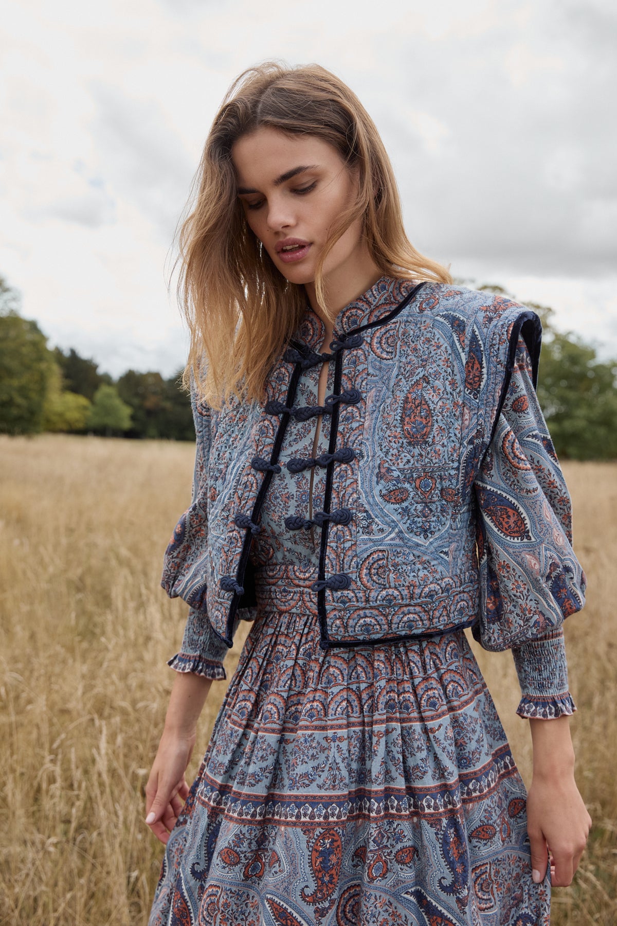 Gaia Blue Paisley Gilet