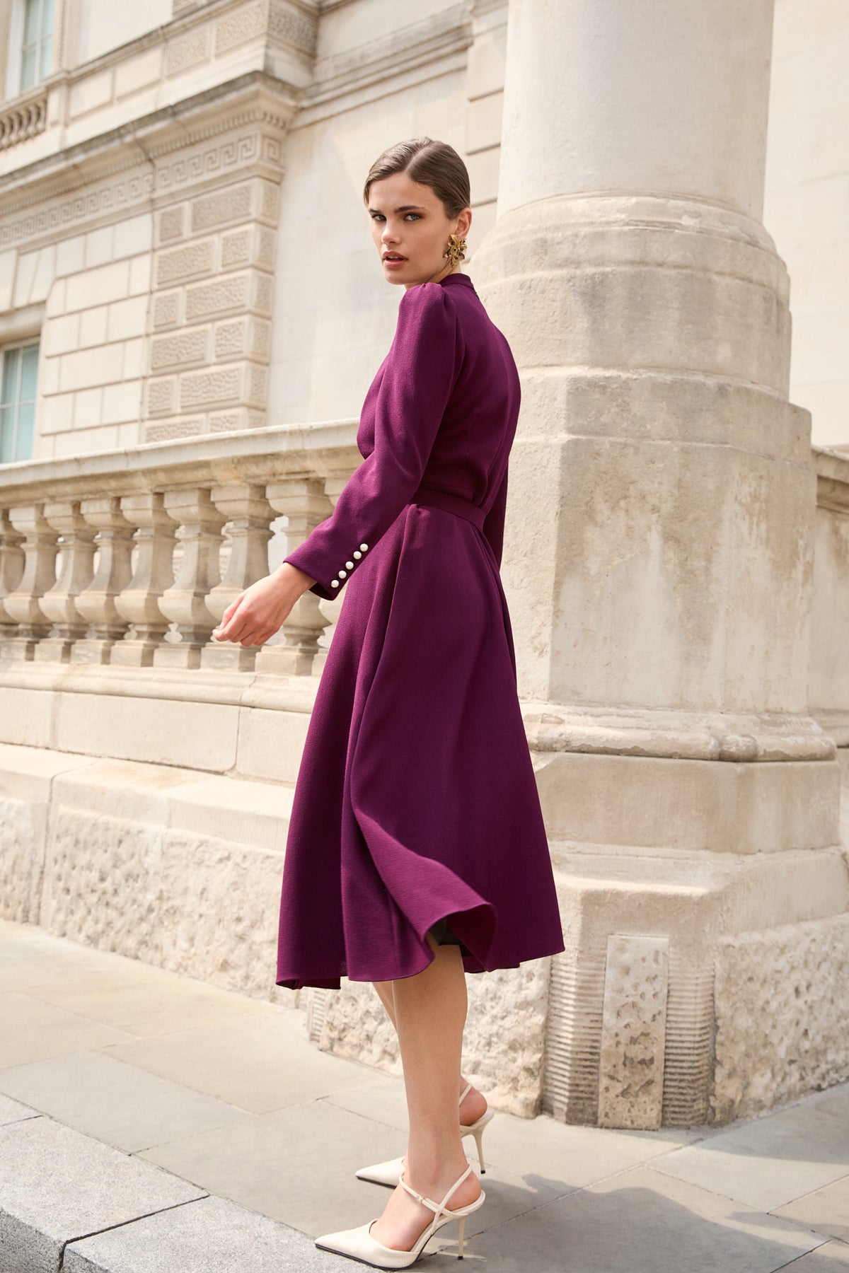 Ahana Plum Long Sleeve Dress