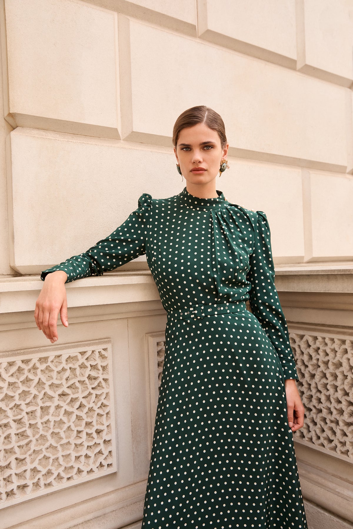 Lila Evergreen Polka Dot Dress