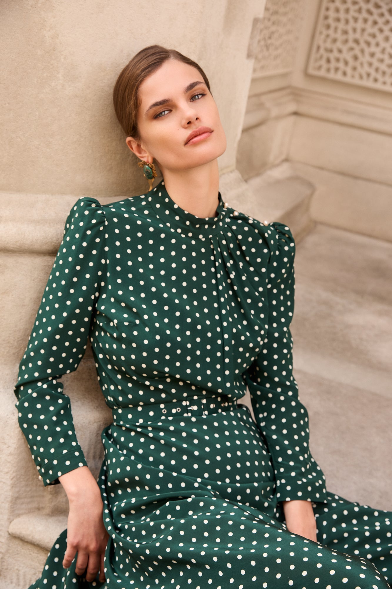 Lila Evergreen Polka Dot Dress