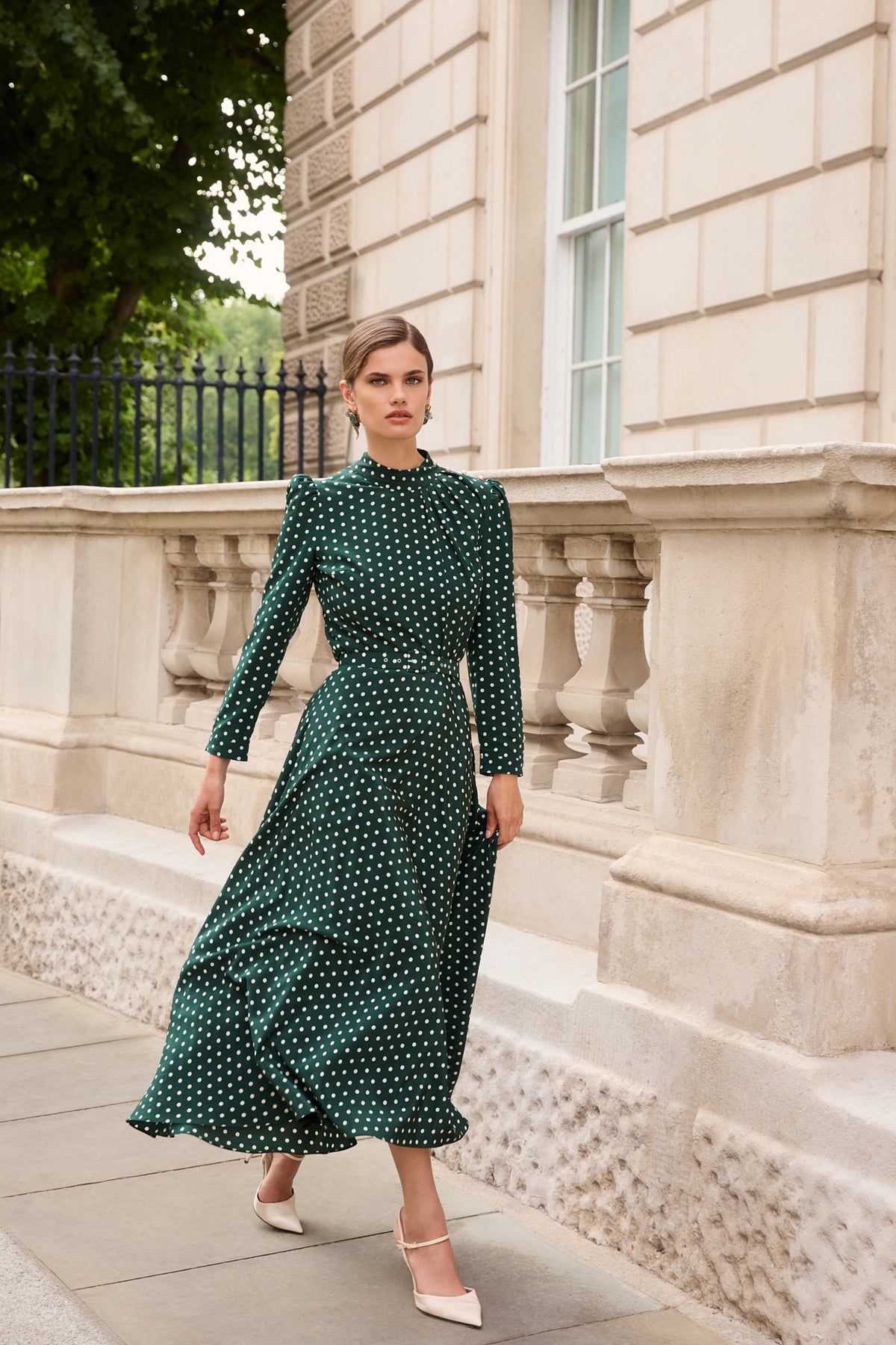 Lila Evergreen Polka Dot Dress