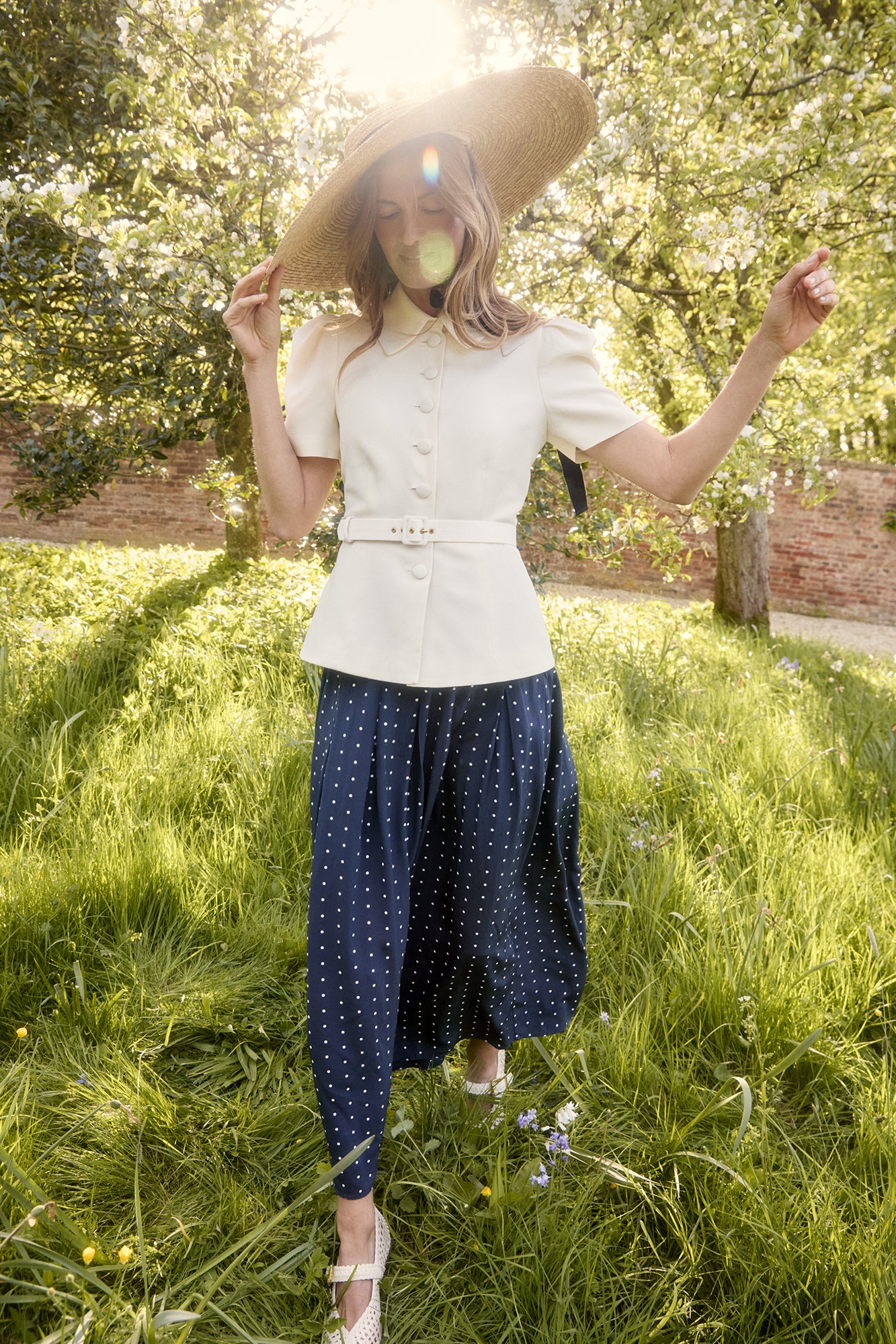 Marnie Navy Polka Dot Skirt