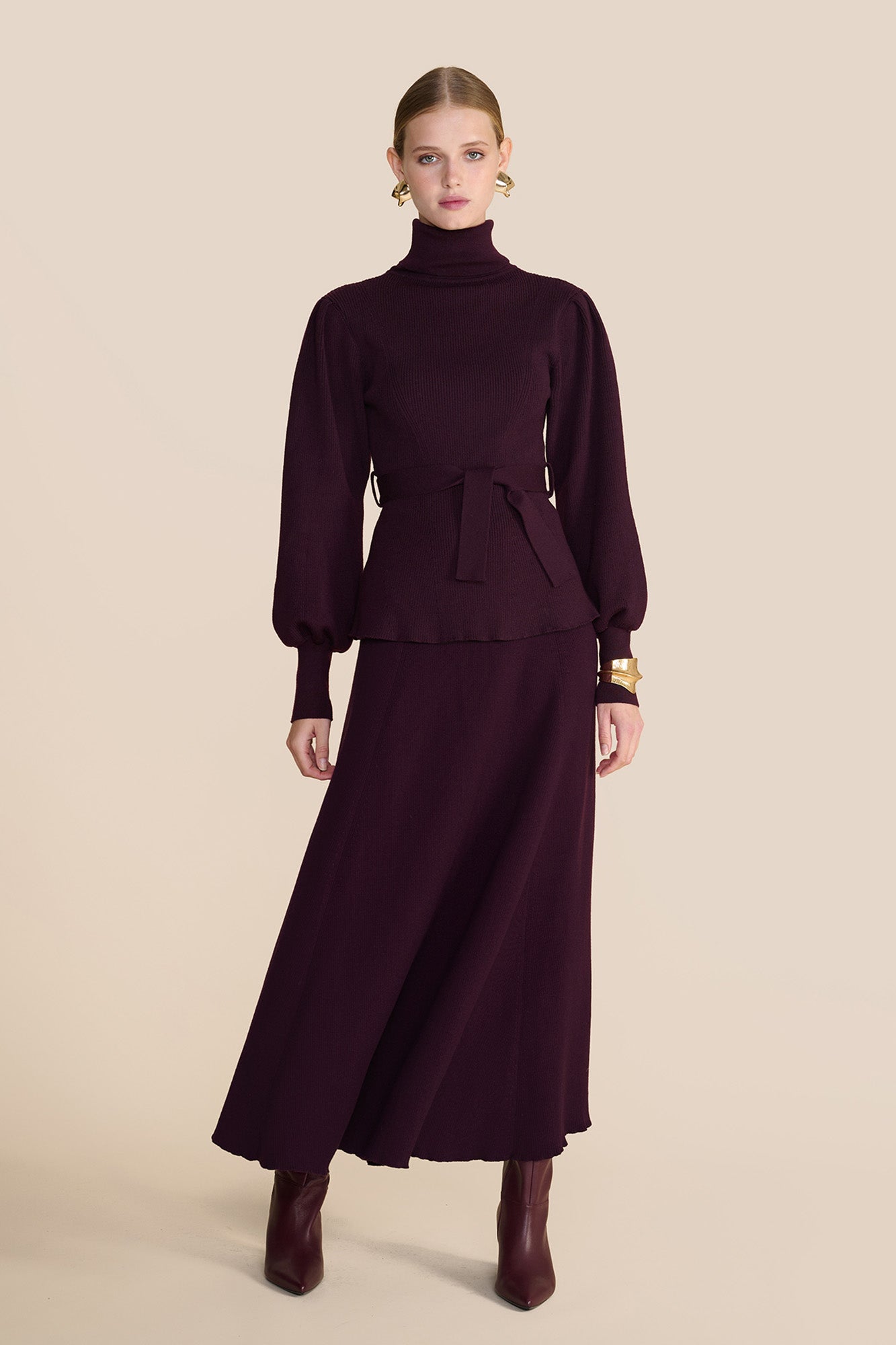 Eliza Knit Skirt Plum